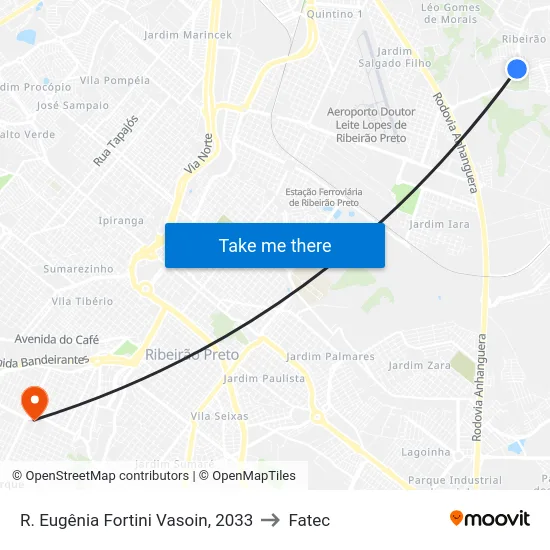 R. Eugênia Fortini Vasoin, 2033 to Fatec map