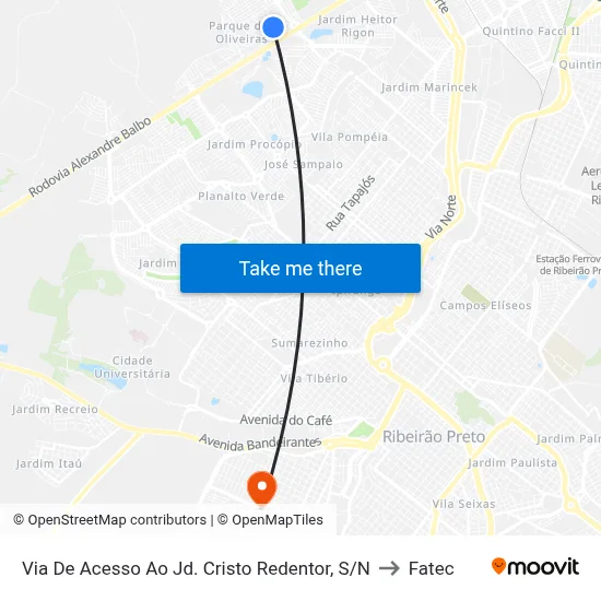 Via De Acesso Ao Jd. Cristo Redentor, S/N to Fatec map