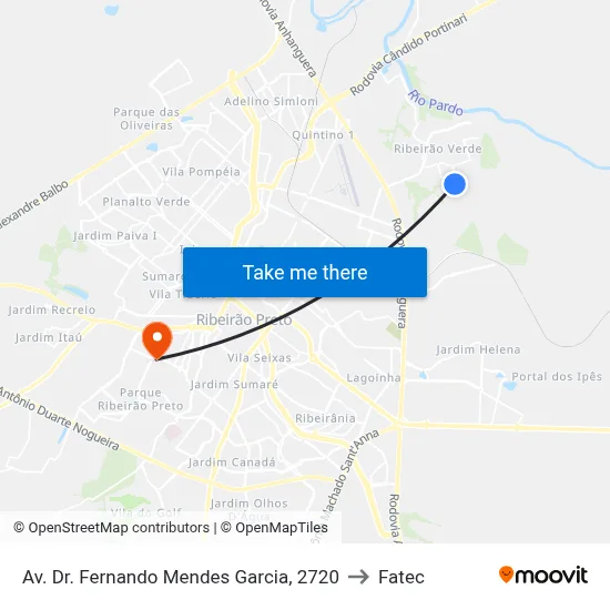Av. Dr. Fernando Mendes Garcia, 2720 to Fatec map
