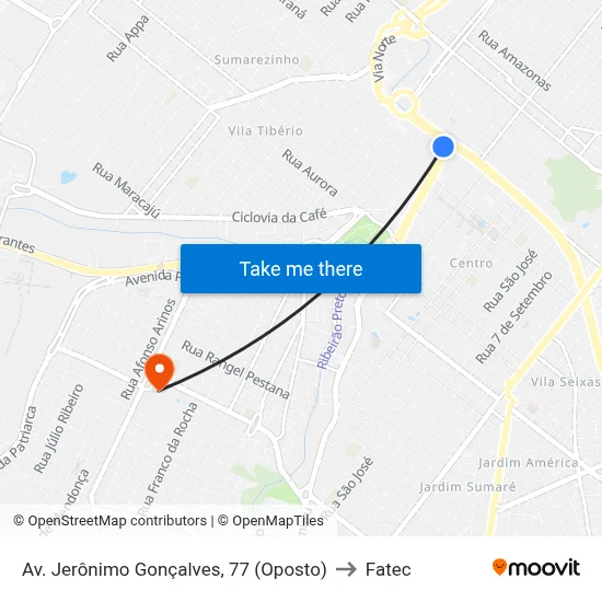 Av. Jerônimo Gonçalves, 77 (Oposto) to Fatec map