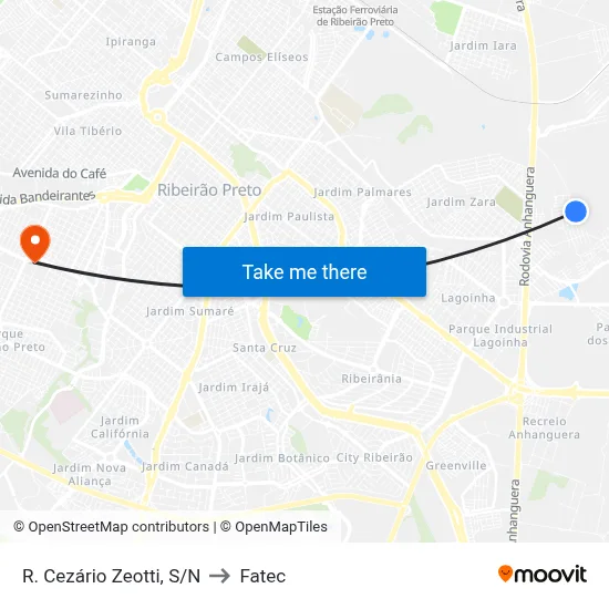 R. Cezário Zeotti, S/N to Fatec map