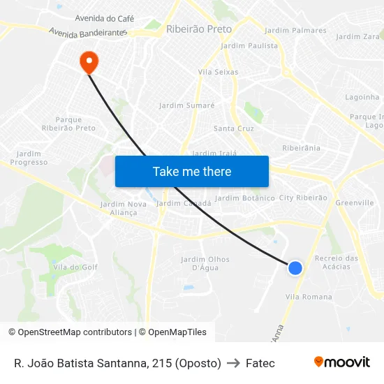 R.  João Batista Santanna, 215 (Oposto) to Fatec map