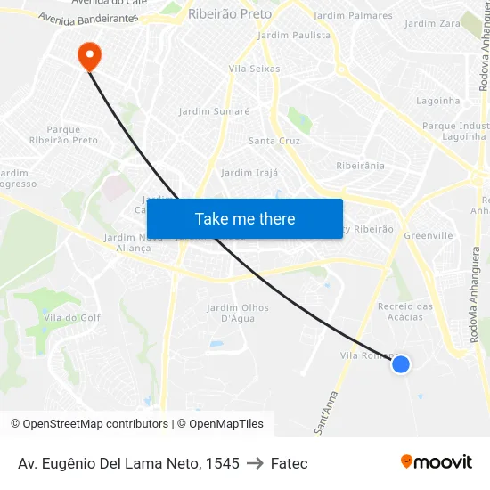 Av. Eugênio Del Lama Neto, 1545 to Fatec map