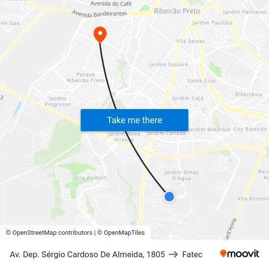 Av. Dep. Sérgio Cardoso De Almeida, 1805 to Fatec map