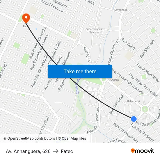 Av. Anhanguera, 626 to Fatec map