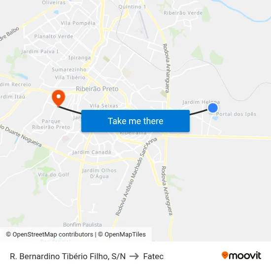 R. Bernardino Tibério Filho, S/N to Fatec map