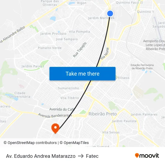 Av. Eduardo Andrea Matarazzo to Fatec map