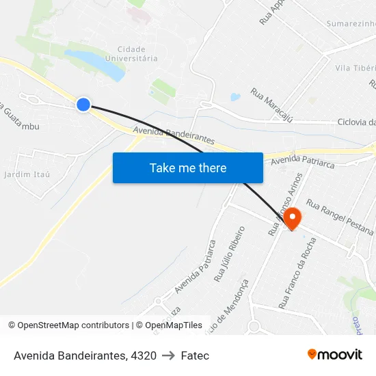 Avenida Bandeirantes, 4320 to Fatec map