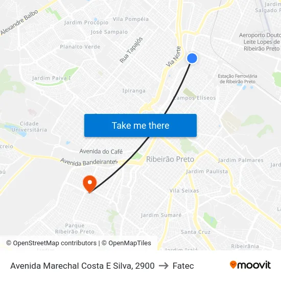 Avenida Marechal Costa E Silva, 2900 to Fatec map