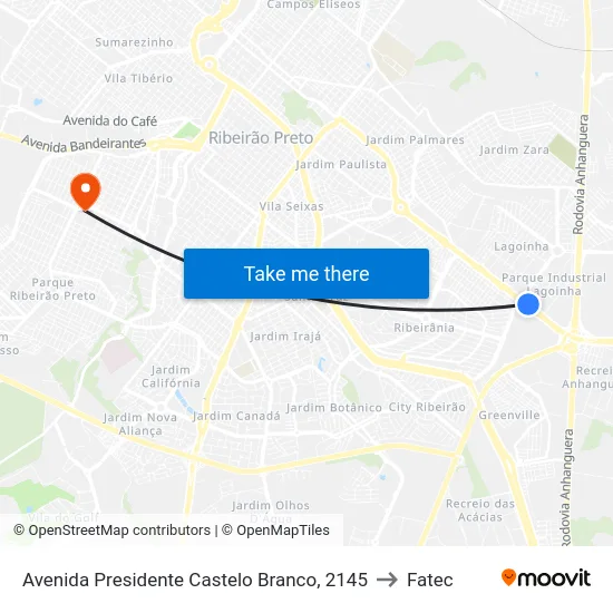 Avenida Presidente Castelo Branco, 2145 to Fatec map