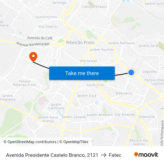 Avenida Presidente Castelo Branco, 2121 to Fatec map