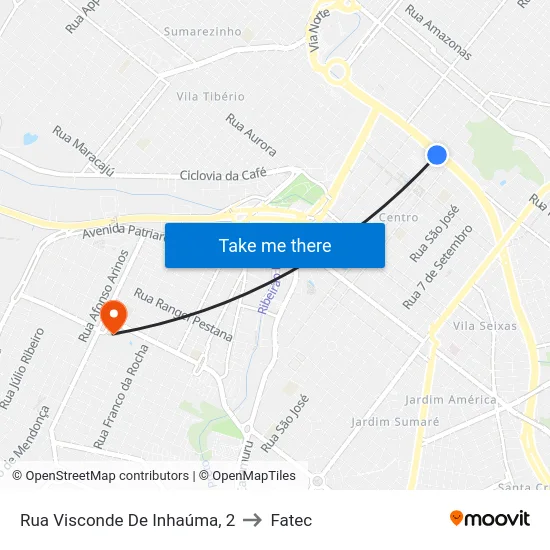 Rua Visconde De Inhaúma, 2 to Fatec map