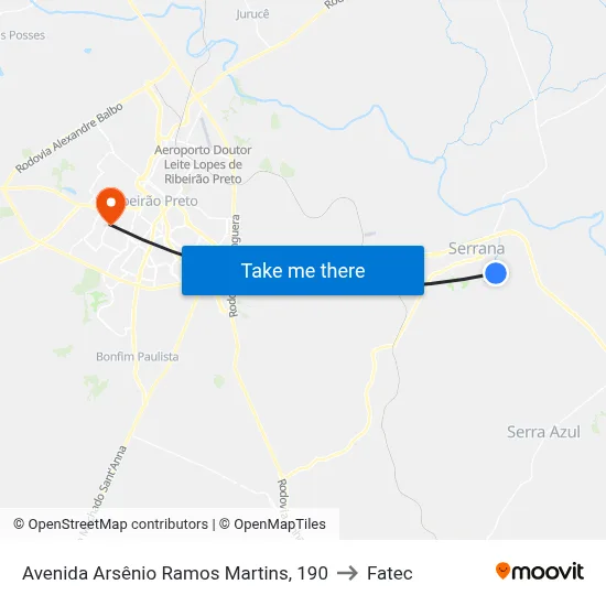 Avenida Arsênio Ramos Martins, 190 to Fatec map