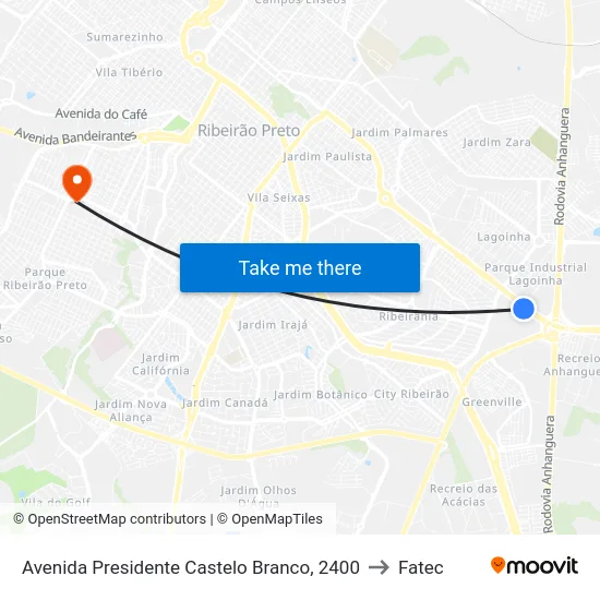 Avenida Presidente Castelo Branco, 2400 to Fatec map