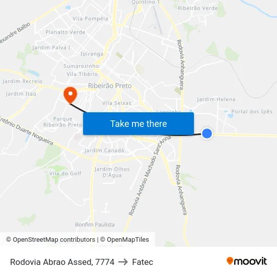 Rodovia Abrao Assed, 7774 to Fatec map