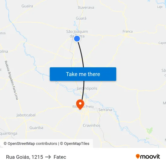Rua Goiás, 1215 to Fatec map