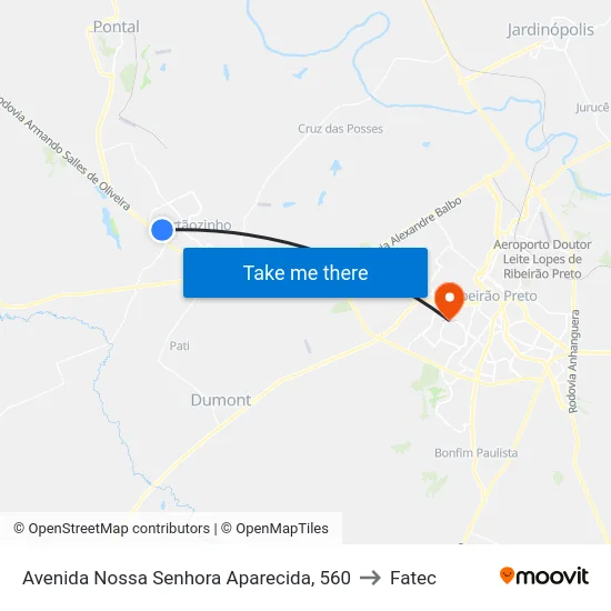 Avenida Nossa Senhora Aparecida, 560 to Fatec map