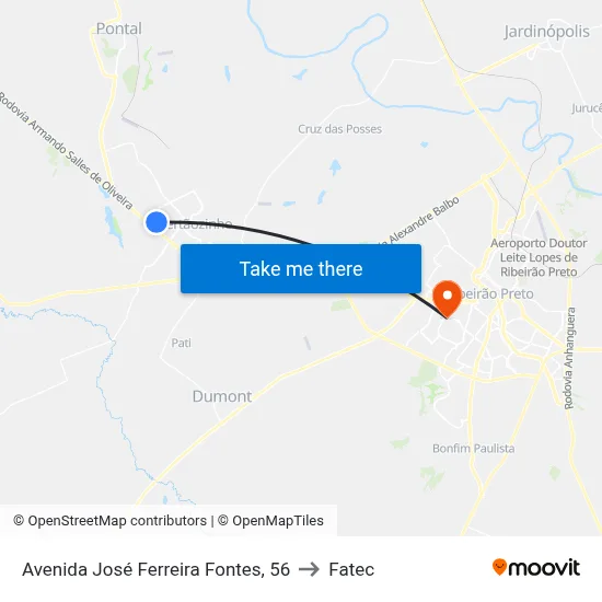 Avenida José Ferreira Fontes, 56 to Fatec map