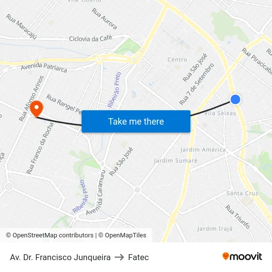 Av. Dr. Francisco Junqueira to Fatec map