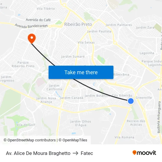 Av. Alice De Moura Braghetto to Fatec map