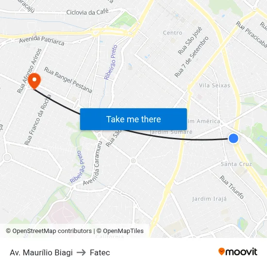 Av. Maurílio Biagi to Fatec map