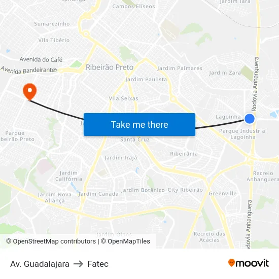 Av. Guadalajara to Fatec map