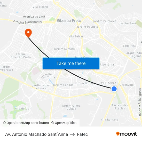 Av. Antônio Machado Sant´Anna to Fatec map