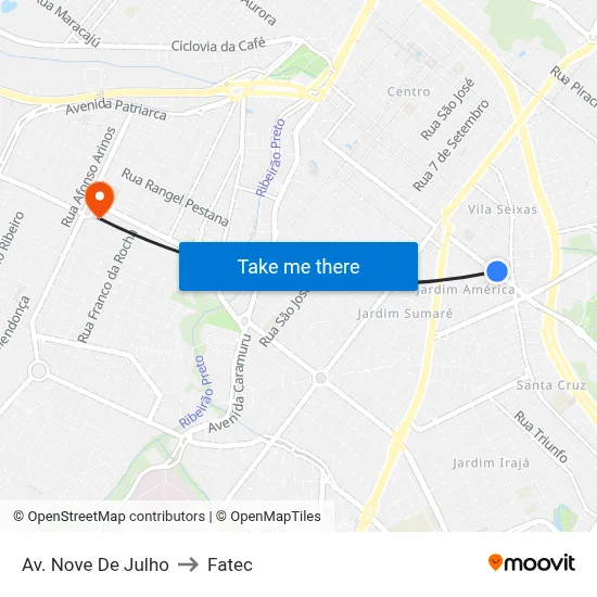 Av. Nove De Julho to Fatec map