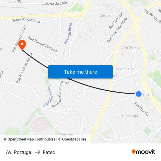 Av. Portugal to Fatec map