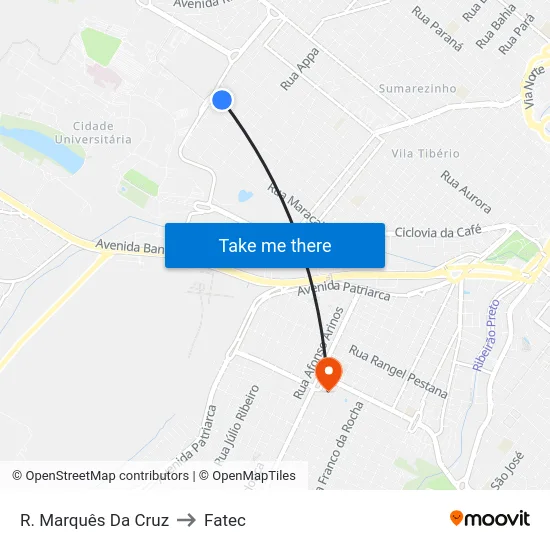 R. Marquês Da Cruz to Fatec map