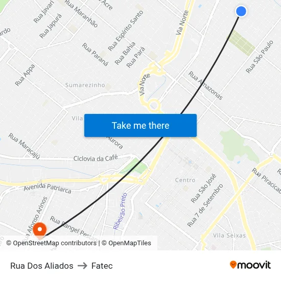 Rua Dos Aliados to Fatec map