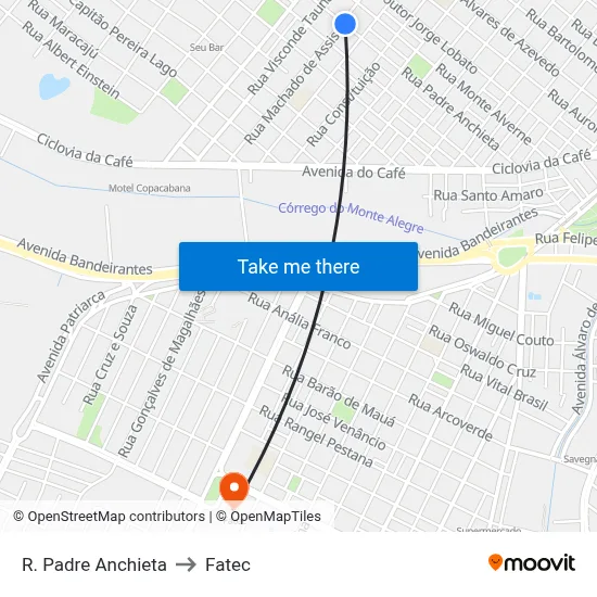 R. Padre Anchieta to Fatec map