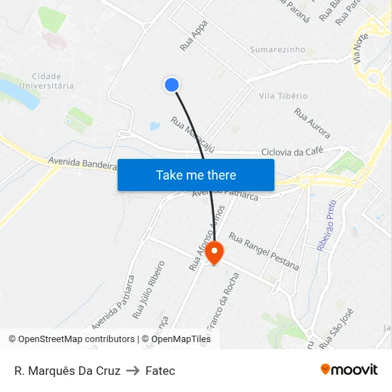 R. Marquês Da Cruz to Fatec map