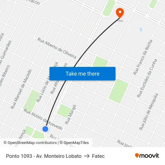 Ponto 1093 - Av. Monteiro Lobato to Fatec map