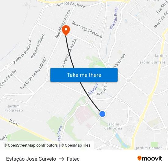 Estação José Curvelo to Fatec map