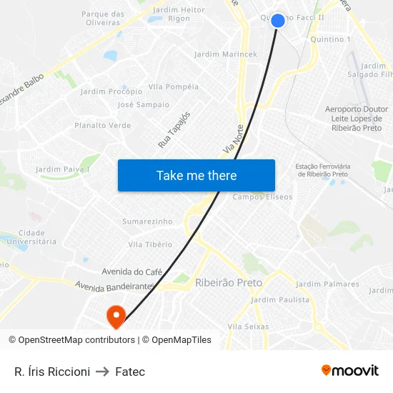 R. Íris Riccioni to Fatec map