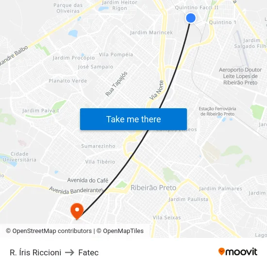 R. Íris Riccioni to Fatec map