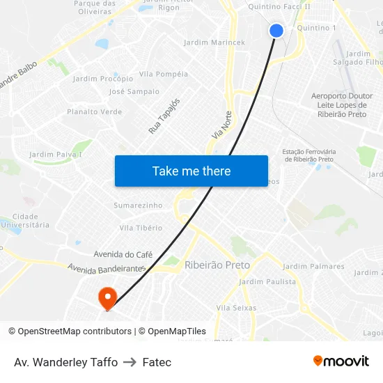 Av. Wanderley Taffo to Fatec map