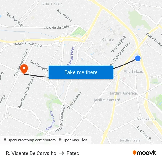 R. Vicente De Carvalho to Fatec map