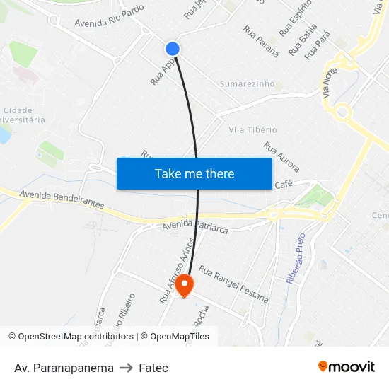 Av. Paranapanema to Fatec map