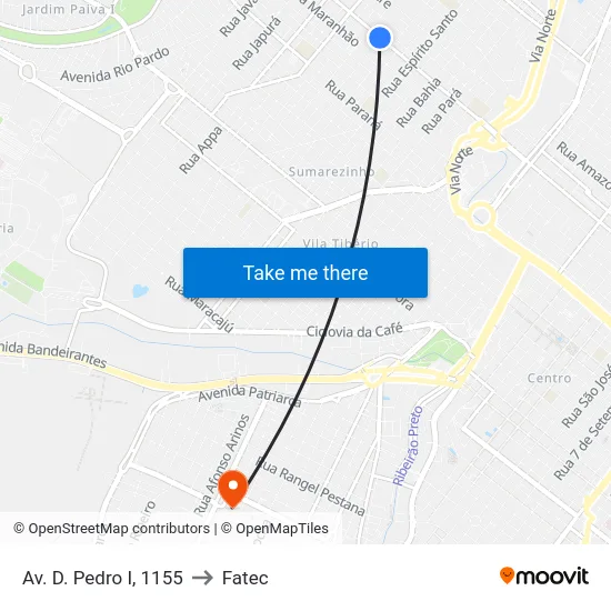 Av. D. Pedro I, 1155 to Fatec map