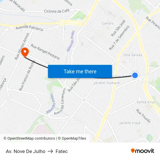 Av. Nove De Julho to Fatec map