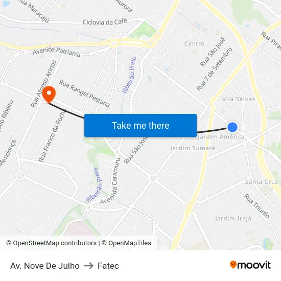Av. Nove De Julho to Fatec map