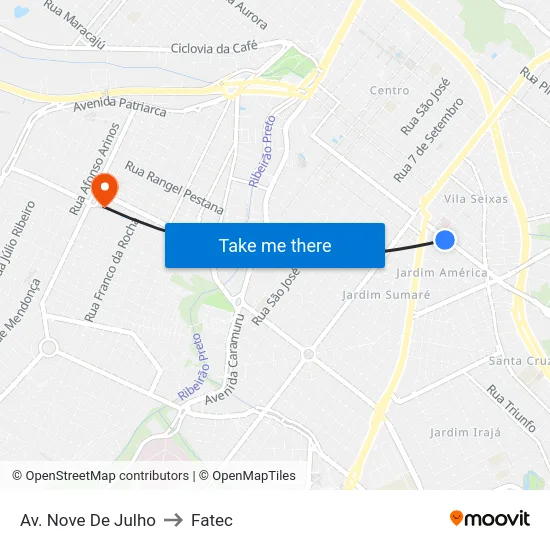 Av. Nove De Julho to Fatec map