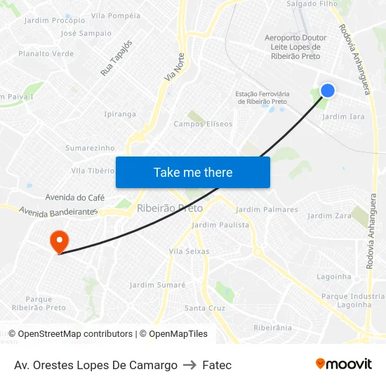 Av. Orestes Lopes De Camargo to Fatec map