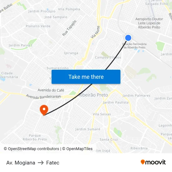 Av. Mogiana to Fatec map