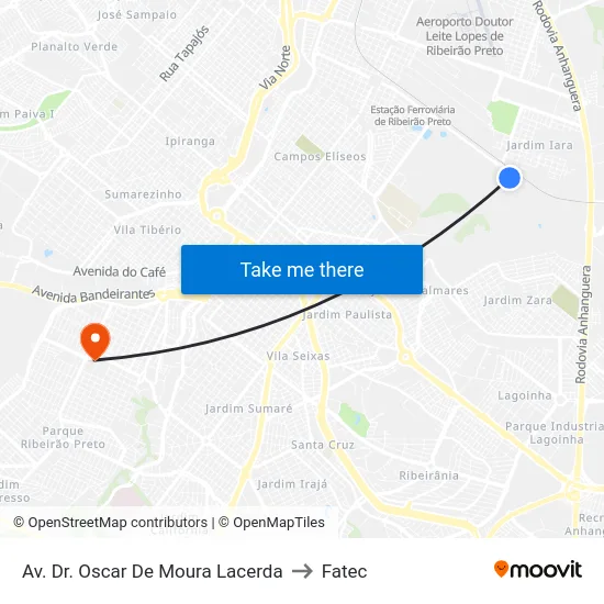 Av. Dr. Oscar De Moura Lacerda to Fatec map