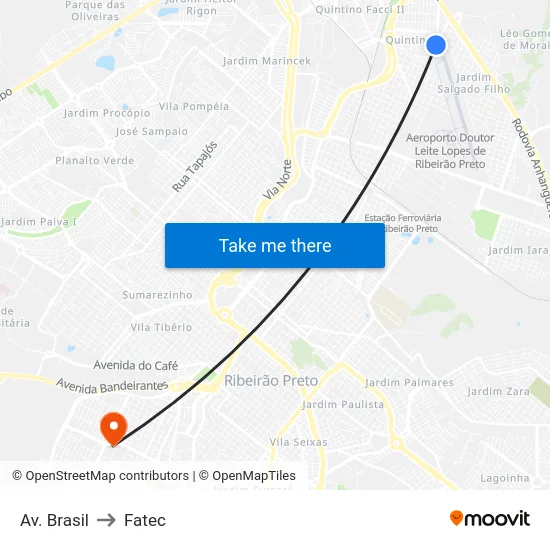 Av. Brasil to Fatec map
