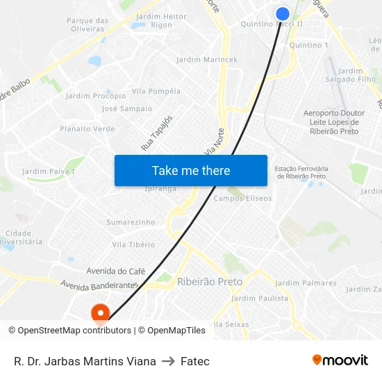 R. Dr. Jarbas Martins Viana to Fatec map