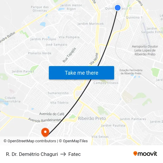R. Dr. Demétrio Chaguri to Fatec map